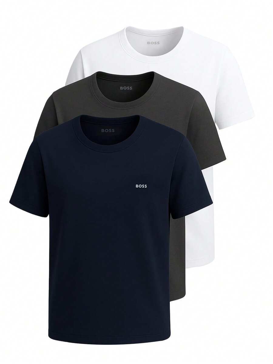 Hugo Boss 3 Pack Men's T-Shirt White Grey Navy Blue - White / Blue / Grey - View 1