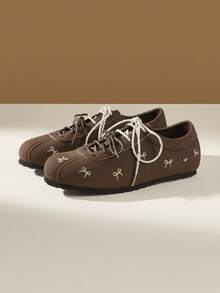 CUCCOO EASI Women's Casual Bow Embroidered Shoes, Versatile & Minimalist For Everyday Wear