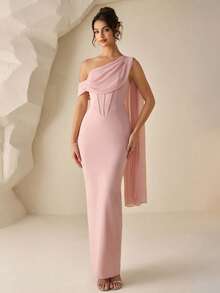 Coutiva 奢华晚礼服，优雅高端正式礼服，精致女士风格 - 粉色 - 查看 1