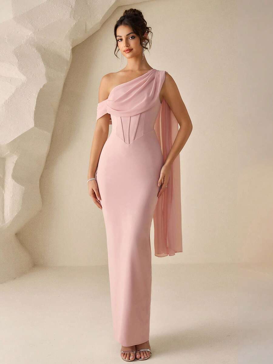 Coutiva 奢华晚礼服，优雅高端正式礼服，精致女士风格 - 粉色 - 查看 1