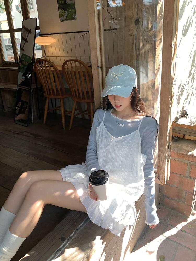 Women's Casual Solid Color Ruffle Hem Camisole Top, Summer