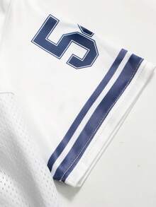 Girlism Tween Girl Numeric Print Short Sleeve T-Shirt And Drawstring Pants Casual 2-Piece Set Girls Outfit Sets Baggy Baseball Outfit Girl Outfit Set - Blue and White - View 4