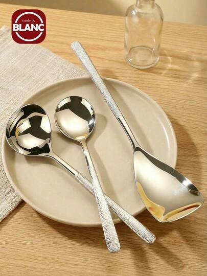 Madebyblanc 1件/3件套轻奢加厚锤纹勺子、汤匙，是圣诞节、感恩节、万圣节和各种节日的完美礼物，也适合日常晚餐和聚会。