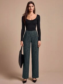 CLARA VERO 女士时尚高腰直筒裤 - 軍綠色 - 查看 6