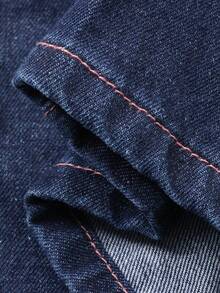 DAZY Women's Washed Bow Denim Jeans, Casual Retro Street Style - Blue - View 8