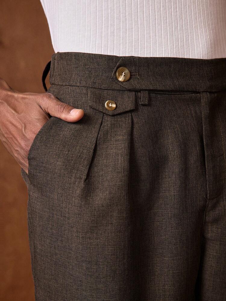 Men's Straight-Leg Wool Blend Dress Pants With Pockets, Suitable For Commuting Men's High Waisted Pants Men's Pleated Pants Men's Men's Dress Pants Men S Pleated Suit Pants Brown Dress Pants Men