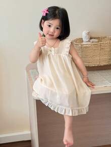 DAZY Infant/Toddler Girls' Ruffle Trim Loose Comfortable Homewear - Beige - View 7