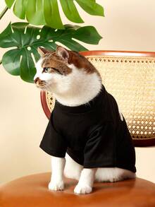 PETSIN 1件宠物猫狗通用黑色英文刺绣弹力舒适时尚休闲基本款狗狗连帽衫 - 黑色 - 查看 5