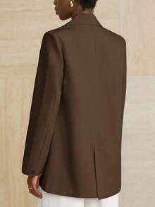 Aveloria Modichic Áo khoác blazer nữ công sở màu trơn, cài khuy đôi, thích hợp mặc đi làm vào mùa thu. - Cà phê nâu - Xem 2