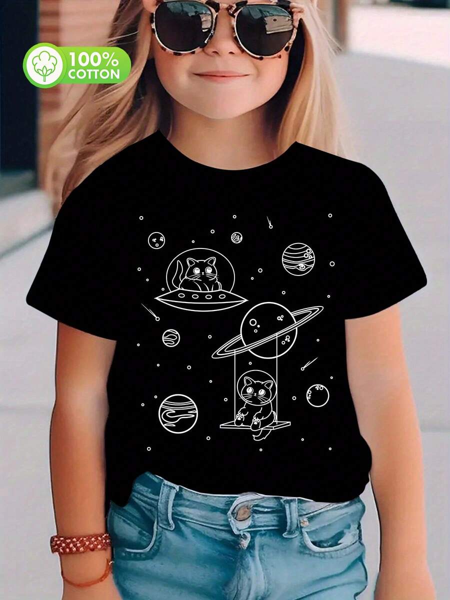 algodón puro t shirts girls clothes shirts girl clothes teen girl clothes kids clothes girls mommy and daughter matching outfit shirts for teen girls clothes graphic kpop cute tops teen girls clothes girls clothing girls shirts kpop demom hunters - Negro - Ver 1