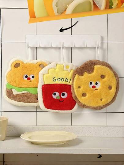 MINKOJA 1pc Hangable Thickened Coral Fleece Hand Towel Baking Themed Design Super Absorbent Fabric Kitchen Bathroom Dual Use Christmas Stocking Fillers Holiday Gift Ideas Cottage Core Aesthetic Must Haves