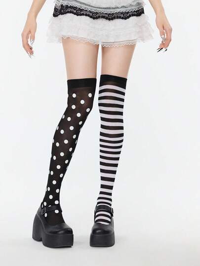 ROMWE Goth 女士过膝袜