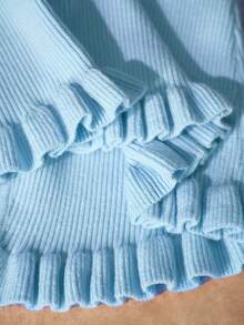 MOTF PREMIUM RUFFLED HEM FLORAL BUTTON LONG SLEEVE SWEATER