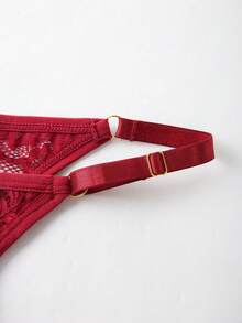 DesireSculpt 1pc Women's Lace Comfortable Underwire Bra - Burgundy - View 4