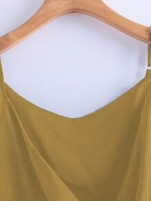 GlowEve Áo camisole nữ thời trang thường ngày cổ chữ V xếp ly, thắt nơ eo, dáng chữ A. - gừng - Xem 4