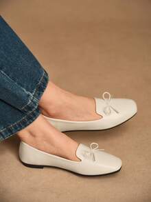 Rosivie Damen Schlüpf-Loafer mit Schleifen-Dekor - Beige - Übersicht 3