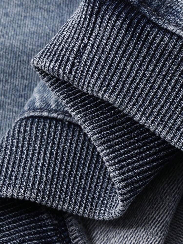 Baby Boy Round Neck Button Pocket Casual Everyday Denim Short Sleeve Top Summer