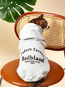 PETSIN 1件宠物猫狗帅气时尚灰色休闲英伦舒适保暖无袖连帽狗帽衫 - 灰色 - 查看 2