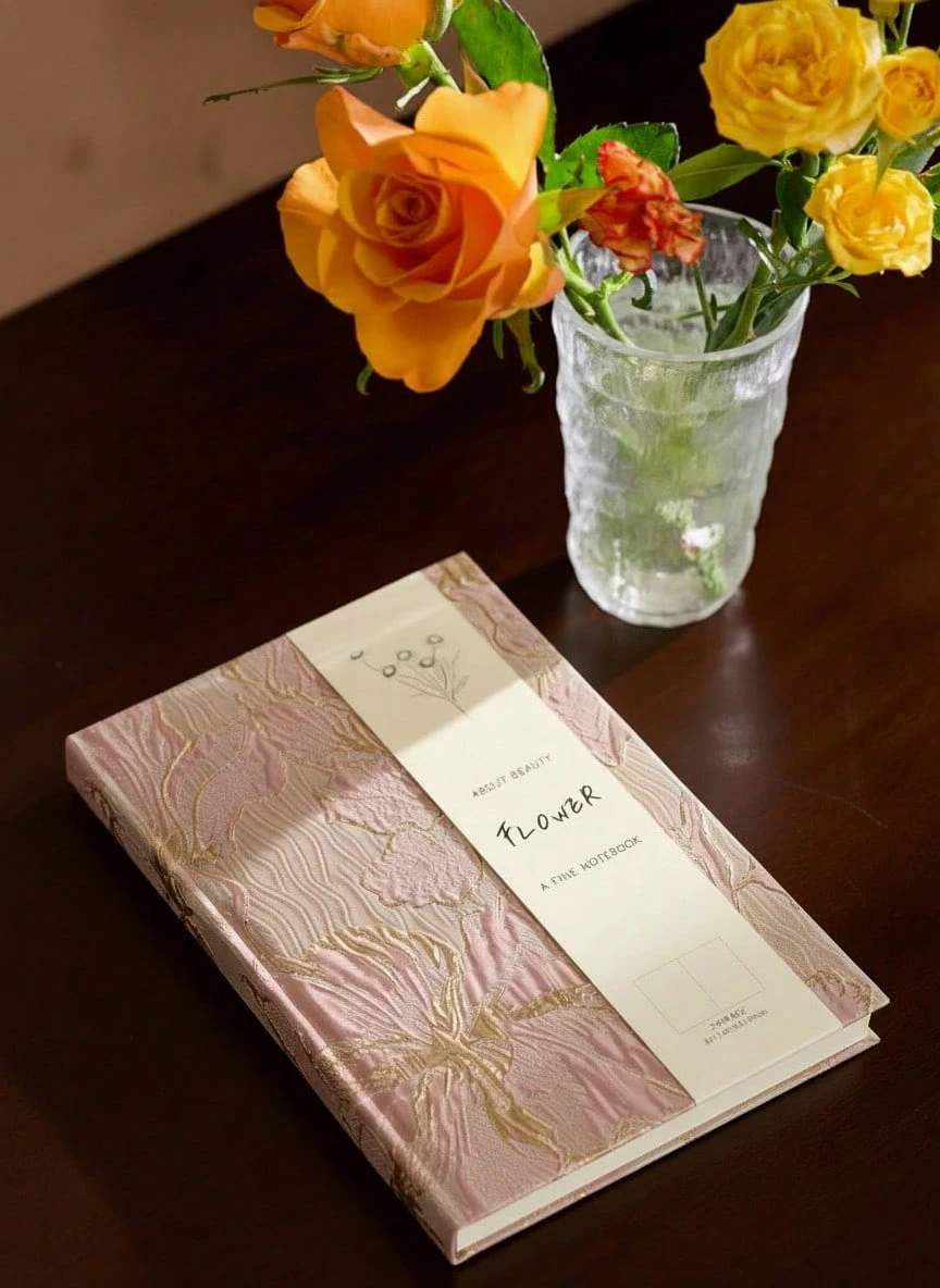 Cirelle 1pc Hardcover A5 Notebook With Embossed Cover, Creative Journal With Lily Theme, Perfect For Women Writing And Note Taking Office School Supplies Journal Book Diary Planne Stationery Supplies Wedding Pink Notebook - Pink - View 1