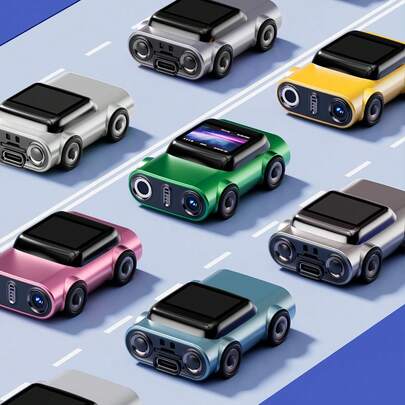 JMMO 2K汽车造型钥匙扣相机，运动/活动专用随身相机，便携式旅行配件，带视频录制功能，趣味汽车造型可穿戴相机