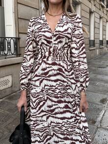 Chiquease Women's Fashion Commuter Zebra Print Dress - Coffee - View 6