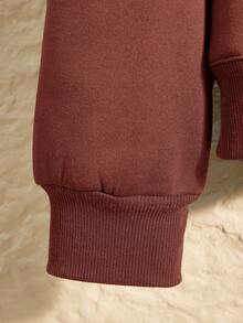 Rusticease Plus Size Casual Solid Color Sweatshirt And Sweatpants 2 Pieces Set, Autumn/Winter/Summer/Spring/Vacation - Rust Brown - View 3