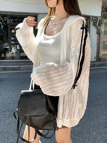 DAZY Women's Textured Korean Style Striped Long Sleeve Regular Jacket, Spring/Summer