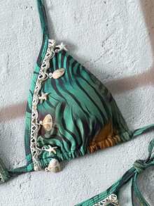 Swim SXY Bộ đồ bơi nữ cao cấp họa tiết vỏ sò và ngựa vằn, thích hợp cho kỳ nghỉ và đi biển. - Nhiều màu - Xem 3