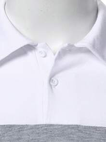 Manfinity Mode 男士条纹短袖休闲通勤日常时尚 Polo 衫 - 白色 - 查看 5