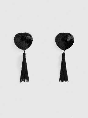 ROMWE Avant 1 Pair Fashionable Sexy Sequin Heart Tassel Nipple Covers