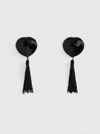 ROMWE Avant 1 Pair Fashionable Sexy Sequin Heart Tassel Nipple Covers