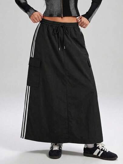 LYSMO 运动风撞色条纹长裙，适合街头穿搭，春夏款