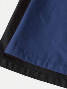 SHEIN 2件装少女休闲纯色蓝黑拼接宽松阔腿裤，黑色+粉色，休闲风格，返校季 - 藏蓝色 - 查看 12