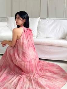 DAZY 女士无袖宽松粉色优雅中长连衣裙 - 淺粉色 - 查看 3