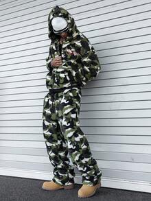 PAVTROS Men's Hooded Sweatshirt Set, Camouflage Element Embroidered Pattern, Fashionable For Daily Wear - Multicolor - View 6