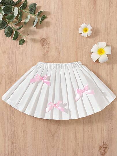 SHEIN New Stylish, Simple, And Adorable Solid-Color Elastic Pleated Skirt For Baby Girls, Made Of Comfortable And Breathable Fabric, Perfect For Summer Daily Wear, Outdoor Activities, Sports, And Versatile As A Half Skirt.