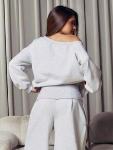 Criza Taa 超宽腿翻折腰裤 休闲夏季机场秋冬季圣诞节 - 灰色 - 查看 2