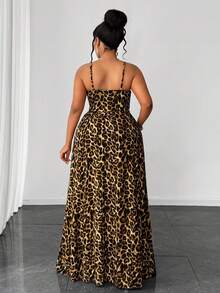 Maweii Plus Size Sexy Leopard Print Off-The-Shoulder Vacation Dress - Brown - View 6
