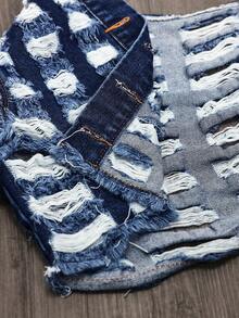 Slaydiva Women's Distressed Long Sleeve Single-Breasted Cropped Casual Denim Jacket Ripped Cropped Jacket - Grey - View 8