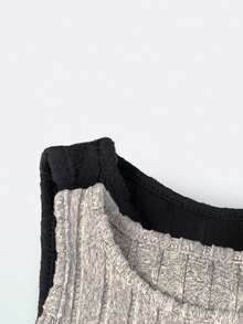 SHEIN LUNE 女士圆领修身罗纹纹理休闲迷你连衣裙 - 彩色 - 查看 4