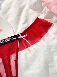 PetitDoll 1pc Women's Ruffle Trim Sexy Thong Panty - Burgundy - View 4