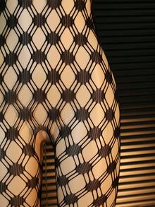 Sexy Lingerie Women Hollow Bodystocking Mesh Underwear Crotchless Fishnet Full Erotic Clothes Tights Bodysuit Off Shoulders Stockingsfor Club, Night Out, Dates, Shows, Wedding Night – Cheeky Stockings & Tights,Includes A Pair Of Leather Heart-Shaped Nipple Covers See Through Dress Long Lingerie Dress Fishnet Body Suit Fishnet Dress - Black - View 5