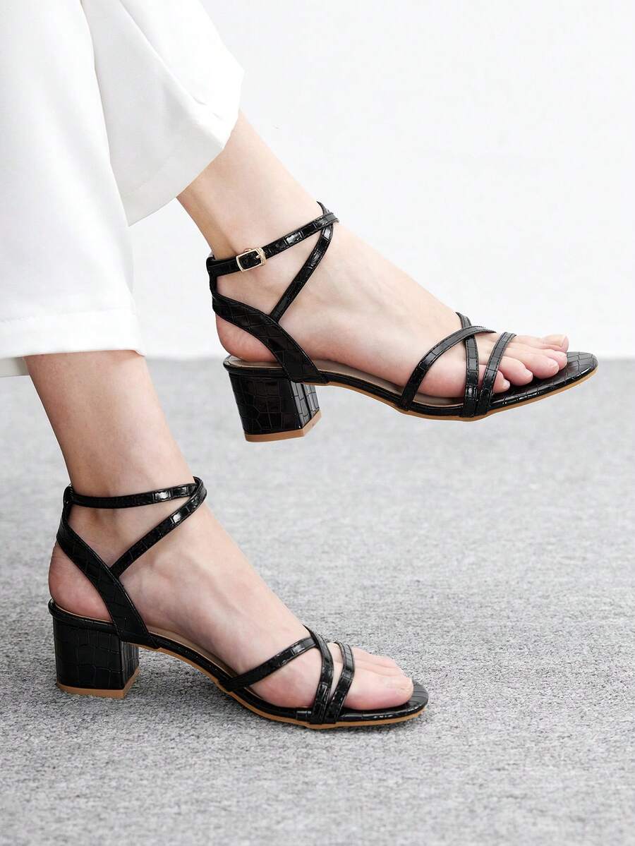 CUCCOO BIZCHIC Women's Fashion Versatile Commuting Heeled Sandals - Black - View 1