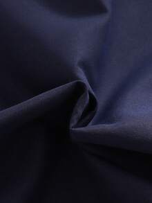 SHEIN 2件套男婴春夏纯色蓝色时尚金色刺绣衬衫配帽子，半开领长款，适合外出、休闲和优雅派对，幼儿/婴儿男女通用套装 - 藏蓝色 - 查看 8