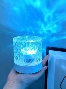 Teckwe Lampu Malam Kristal Bentuk Bulat, Lampu Meja Kreatif untuk Samping Tempat Tidur dengan Efek Riak Air Berputar, Lampu Suasana Api dengan 16 Warna dan Kontrol Jarak Jauh, Lampu Malam RGB Kamar Tidur dengan Kontrol Jarak Jauh dan Desain Riak Air Berputar, Cocok untuk Dekorasi Ruangan, Kamar Tidur, dan Koridor - Putih - View 3