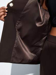 Maija Plus Size Women Curve Brown Summer Classy Office Work Business Outfit,Elegant Solid Suit Vest And Pants Set,Stylish Daily Wear Autumn Outfit Halloween - Mocha Brown - View 11