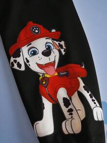 SHEIN | PAW Patrol 2pcs/Set Young Boy Cartoon Puppy Print Crew Neck Long Sleeve Sweatshirt And Long Sweatpants Casual Sports Outfit, Spring/Autumn - Black - View 6