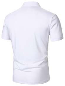 Manfinity Mode 男士条纹短袖休闲通勤日常时尚 Polo 衫 - 白色 - 查看 2