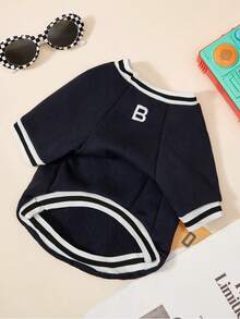 PETSIN 1 Pc Pet Cat And Dog Universal Fashionable English Embroidery Navy Blue Round Neck Casual Handsome Fashion Pullover Fleece Dog Hoodie - Navy Blue - View 9