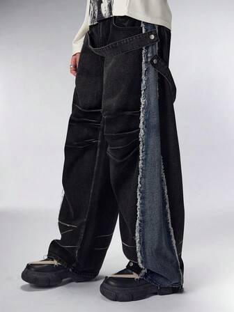 Street Life Herren Jeans im Used-Look mit Patchwork Punk-Stil